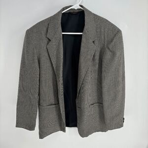 Farah Houndstooth Mens gray white preowned sport coat blazer single button large